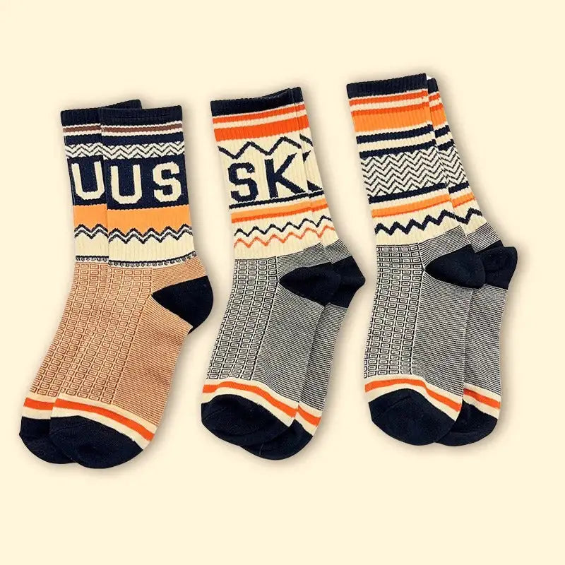 Six Pairs Of Men's And Women's Fashionable Socks With Letter Patterns - Offering Fashion And Comfort For Daily Wear And Suitable For All Four Seasons. - SJB-DIAMOND ELITES