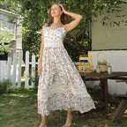 Women's Sleeveless Suspender Floral Dress - SJB-DIAMOND ELITES