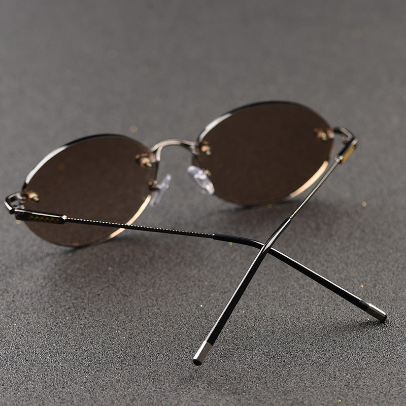 Frameless Oval Style Anti Fatigue Sunglasses Pi-Mart