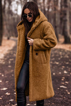 Autumn Winter Fashion Elegant Long Coat Woman Plush Warm Faux Fleece Coat Women Teddy Jacket Female Teddy Coat Outwear Ladies Pi-Mart