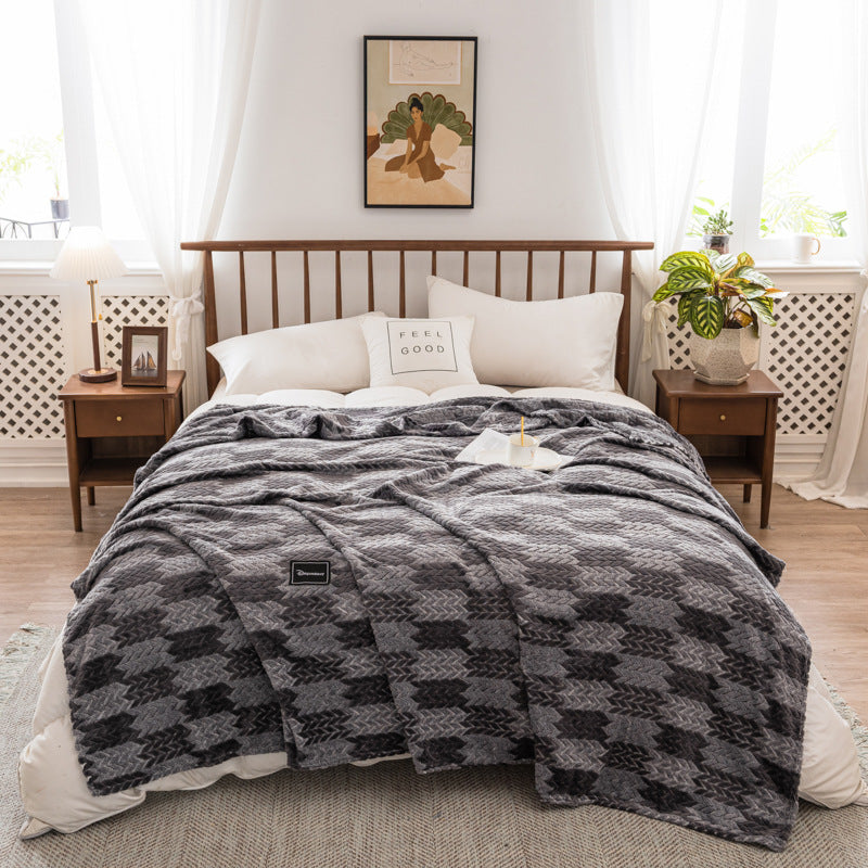 Autumn And Winter Milk Velvet Thickened Yarn-dyed Blankets Multifunctional Nap Pi-Mart