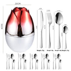 24 Pieces Stainless Steel Knife Fork And Spoon Western Dinner Set Ornaments Pi-Mart