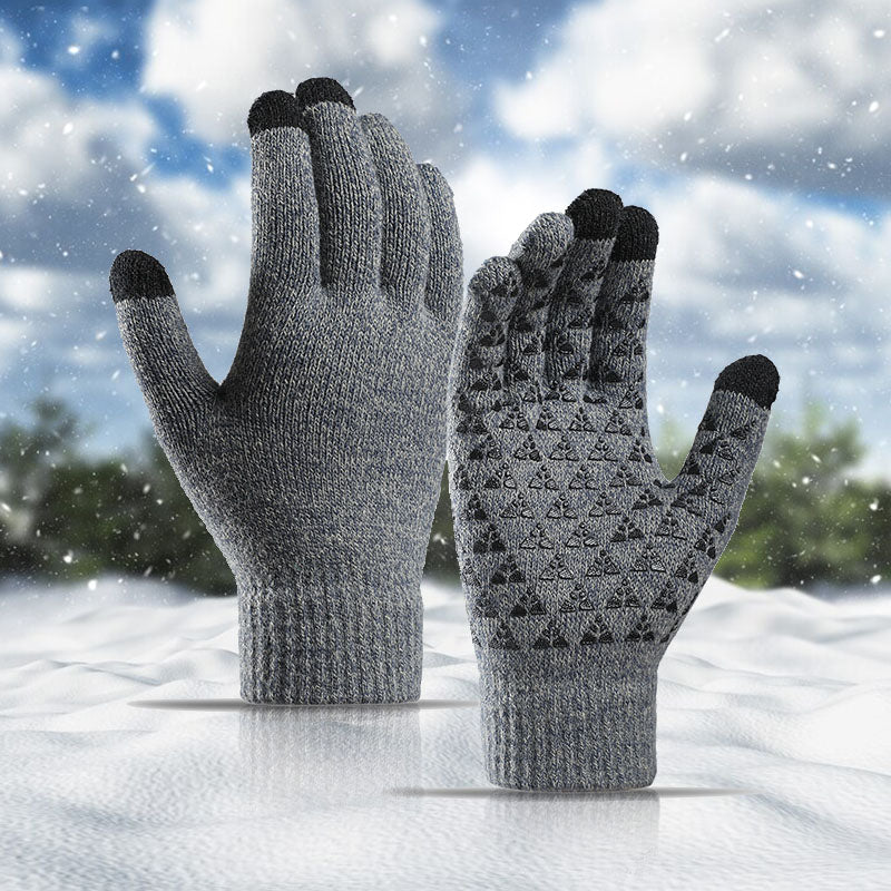 Winter Knitted Gloves For Men And Women Warm Cycling Anti-Cold Anti-Slip Triangular Offset Warm Gloves Pi-Mart