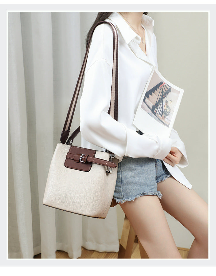 Genuine leather crossbody bucket bag all-match shoulder bag - SJB-DIAMOND ELITES