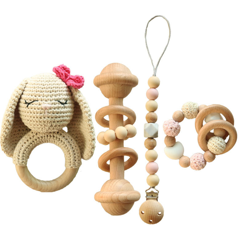 DIY Baby Handmade Wool Crochet Rabbit Rattle Toy Pi-Mart