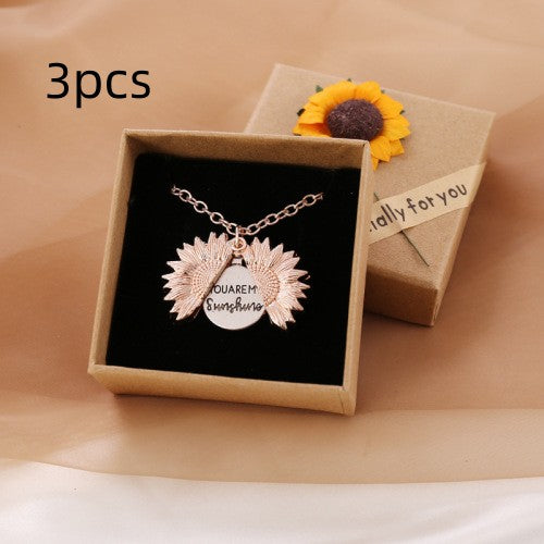 You Are My Sunshine Sunflower Necklace Women Men Pi-Mart