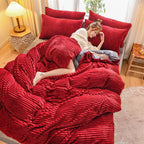 Magic Velvet Four Piece Coral Velvet Thermal Sheet Duvet Cover Pi-Mart