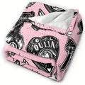 1pc Halloween Element Print Flannel Blanket, Soft Cozy Throw Blanket Nap Blanket For Travel Sofa Bed Office Home Decor, Birthday Halloween Holiday Gift Blanket For Boys Girls Adults, Available All Season
