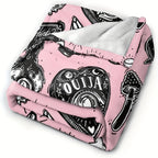 1pc Halloween Element Print Flannel Blanket, Soft Cozy Throw Blanket Nap Blanket For Travel Sofa Bed Office Home Decor, Birthday Halloween Holiday Gift Blanket For Boys Girls Adults, Available All Season