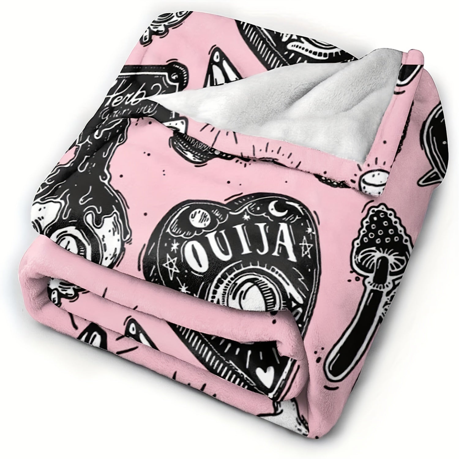 1pc Halloween Element Print Flannel Blanket, Soft Cozy Throw Blanket Nap Blanket For Travel Sofa Bed Office Home Decor, Birthday Halloween Holiday Gift Blanket For Boys Girls Adults, Available All Season
