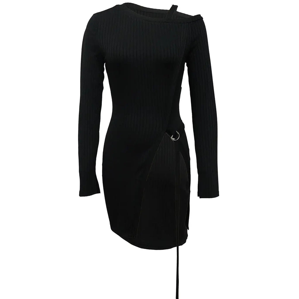 Ladies' Fashion Trend Asymmetrical High Neck Top, Casual Business Versatile, Solid Color Long Sleeved Clothes - SJB-DIAMOND ELITES