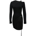 Ladies' Fashion Trend Asymmetrical High Neck Top, Casual Business Versatile, Solid Color Long Sleeved Clothes - SJB-DIAMOND ELITES
