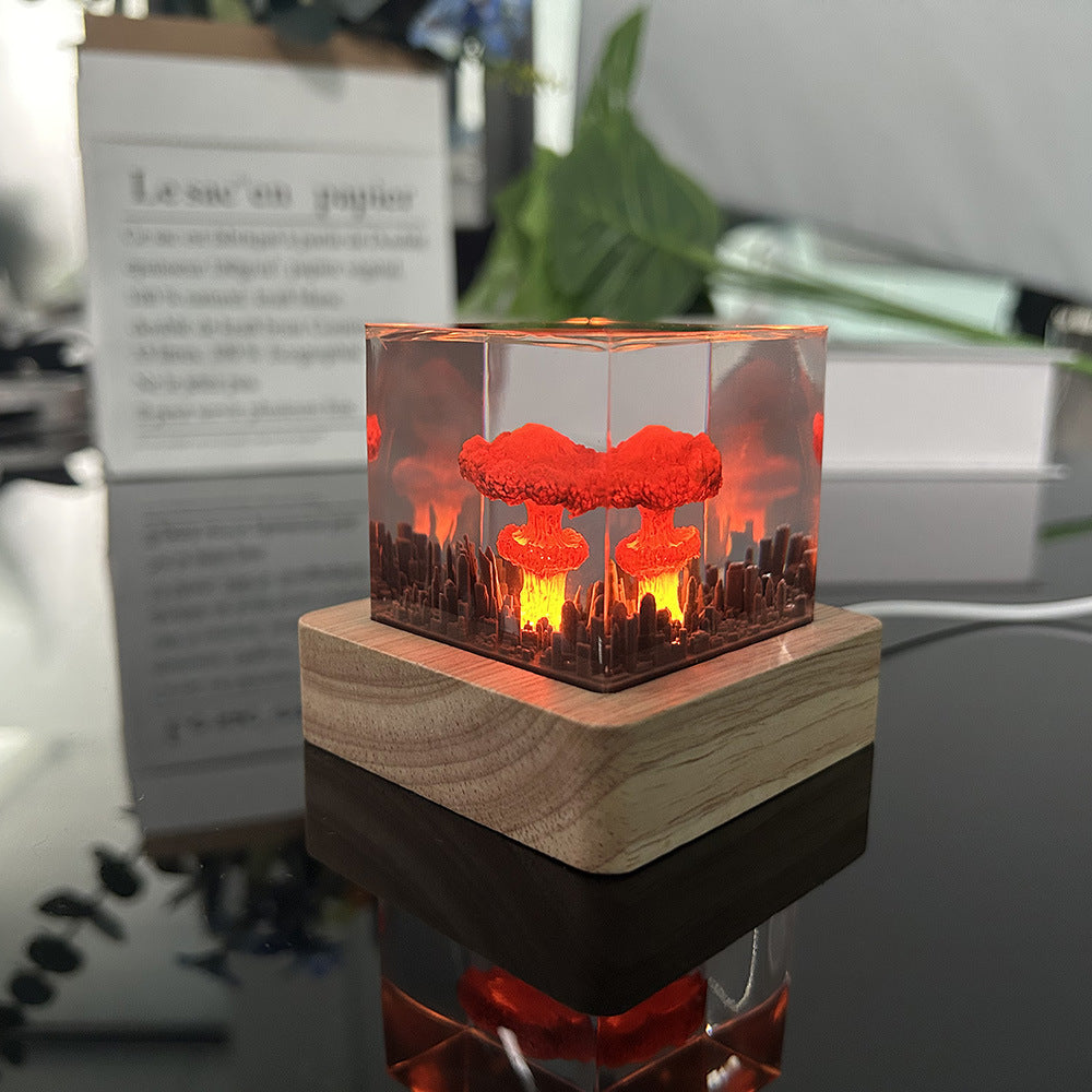 Handmade Resin Atomic Bomb Explosion Mushroom Cloud Small Night Lamp Ornaments Pi-Mart