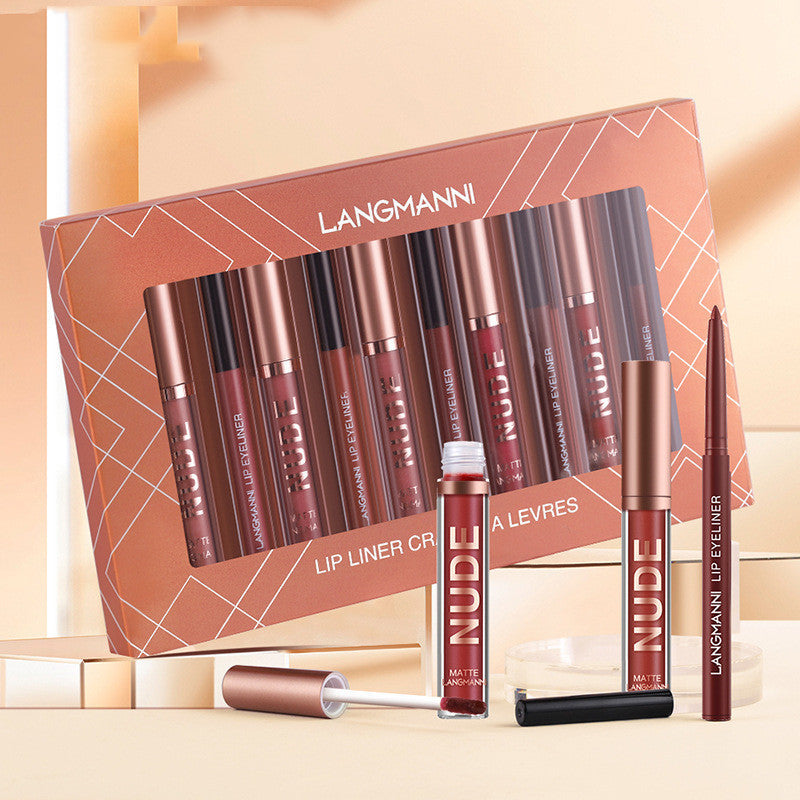 Lip Liner And Lipstick Makeup 12 Pcs Set 6 Matte Lipstick 6 Lip Liner Pens Waterproof Long Lasting Matte Lipstick Beauty Cosmetics Makeup Gift For Girls Lipstick Set Pi-Mart