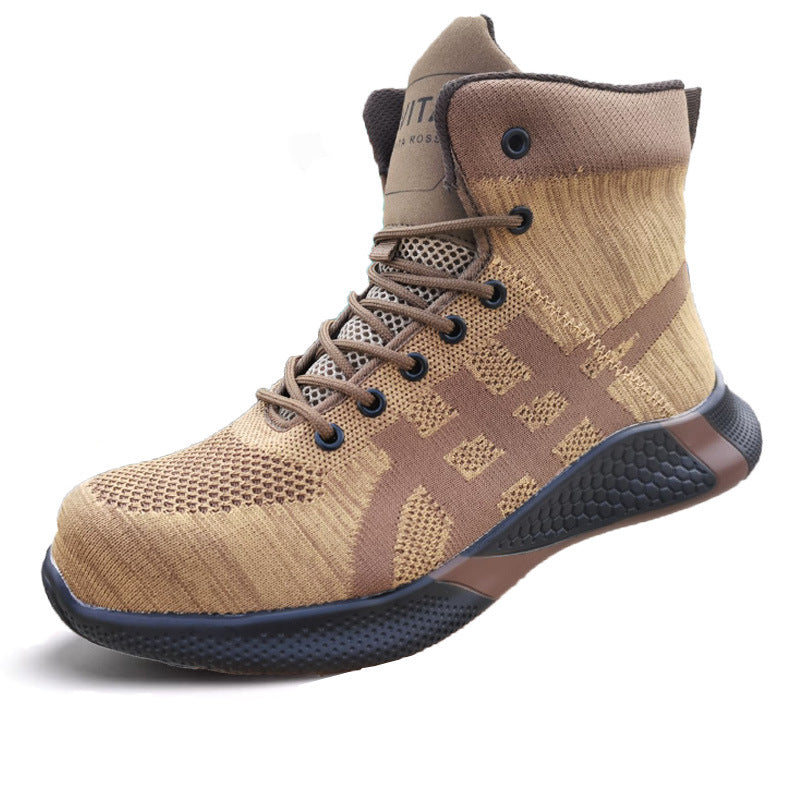 Winter Plush Boots Men Labor Protection Anti-smash Anti-puncture Work Shoes Warm Thickened Breathable Lace-up Safety Shoes Pi-Mart