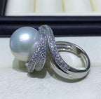 White Freshwater Silver Pearl Ring Pi-Mart