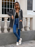 Simple Classic Drawstring Long Sleeve Hooded Jacket – Casual & Comfortable Lightweight Outerwear