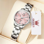 Women's Stainless Steel Watch Purple Dial Luminous Date