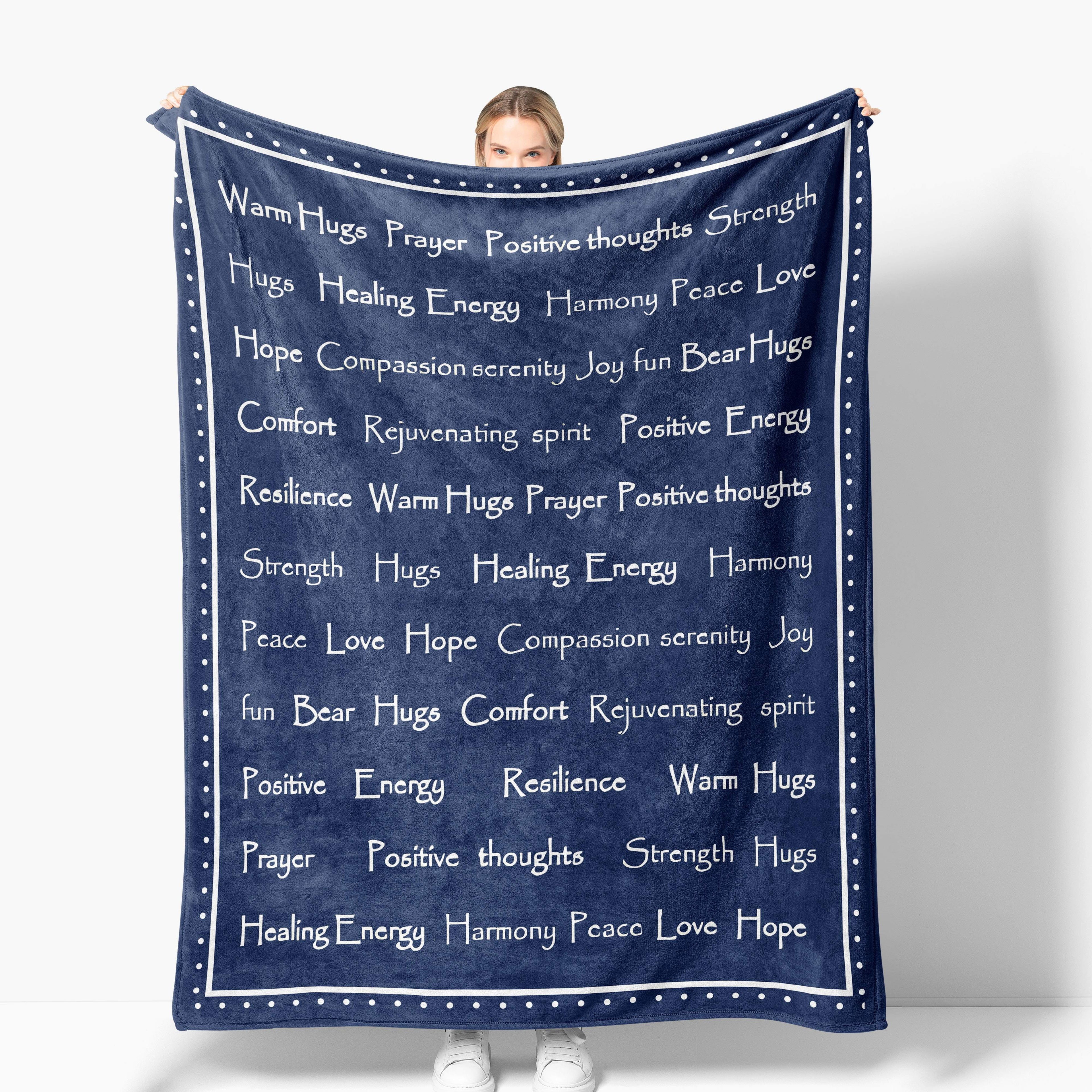 Cozy Blue Encouragement Hug Blanket - Soft Flannel, Inspirational Print For Rehab & Comfort, Perfect For Naps, Camping, And Gifting To Friends & Family Lootquake LLC