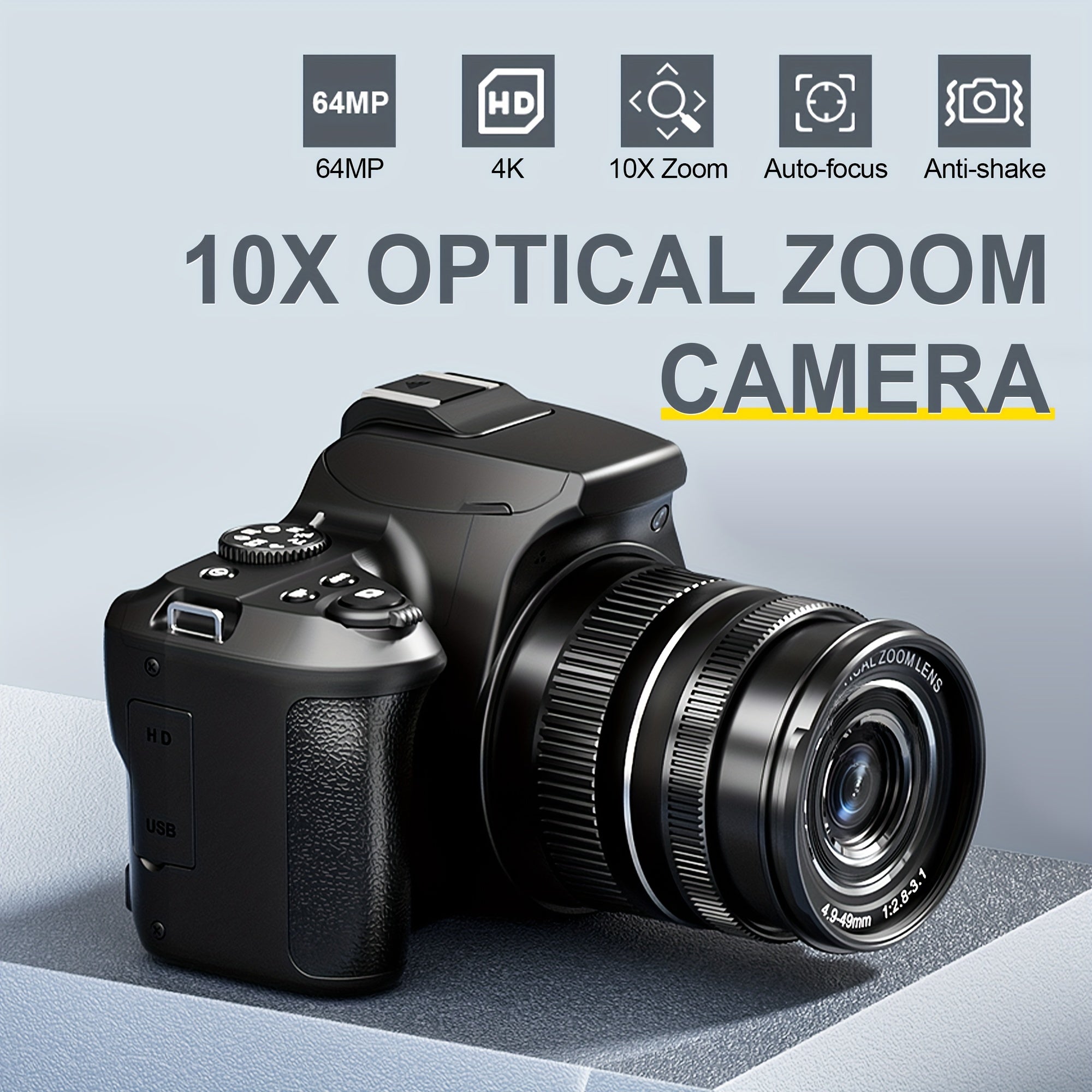 KOMERY W2 Digital Camera, Featuring A 64MP Camera with 10x Optical Zoom And Autofocus, Suitable for Photography And Video, Ideal for YouTube 4K Video Blogging, Comes with Flash, WiFi Connectivity, 64GB SD Card, 2 Rechargeable Lootquake LLC