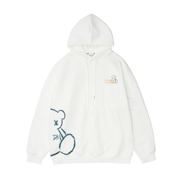 Bear Print Hooded Sweatshirt Men Pi-Mart
