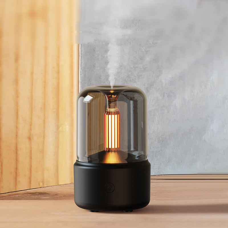 Atmosphere Light Humidifier Candlelight Aroma Diffuser Portable 120ml Electric USB Air Humidifier Cool Mist Maker Fogger 8-12 Hours With LED Night Light Pi-Mart