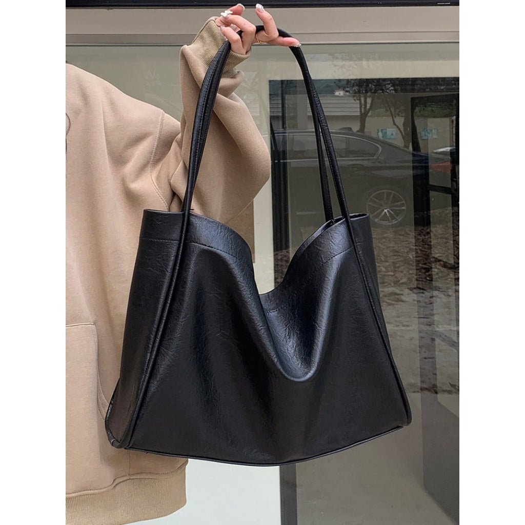 Women's soft leather tote bag, large capacity tote bag, hand bag shoulder, armpit bag class commute - SJB-DIAMOND ELITES