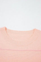 White Striped Half Sleeve Drop Shoulder Sweater