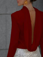 Backless Cowl Neck Long Sleeve Blouse – Elegant & Stylish | Femstylo - SJB-DIAMOND ELITES