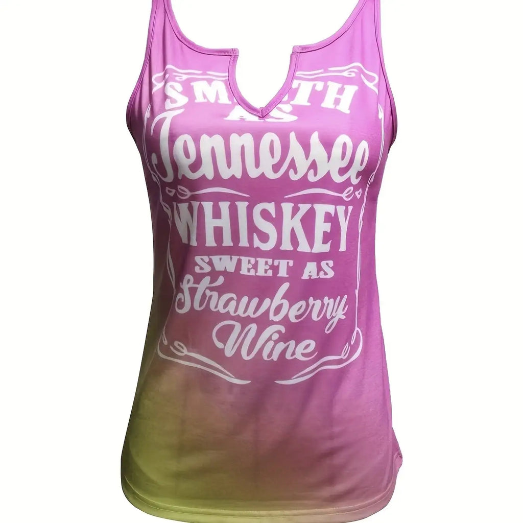 Ladies' Gradient Color Letter Printed Casual Versatile Fashion Vest - SJB-DIAMOND ELITES