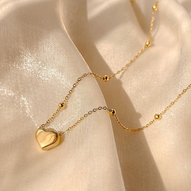 Gold Heart Shaped Opal Necklace Pi-Mart