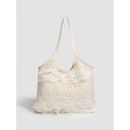 Summer woven bag casual vacation large capacity shoulder bag lace mesh underarm bag beach bag summer purse hobo - SJB-DIAMOND ELITES