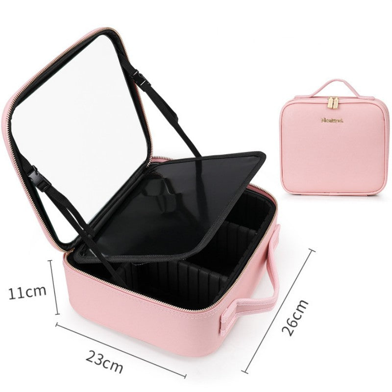 Smart LED Cosmetic Case With Mirror Cosmetic Bag Large Capacity Fashion Portable Storage Bag Travel Makeup Bags Pi-Mart
