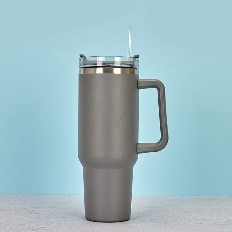40oz Straw Coffee Insulation Cup With Handle Portable Car Stainless Steel Water Bottle LargeCapacity Travel BPA Free Thermal Mug Pi-Mart
