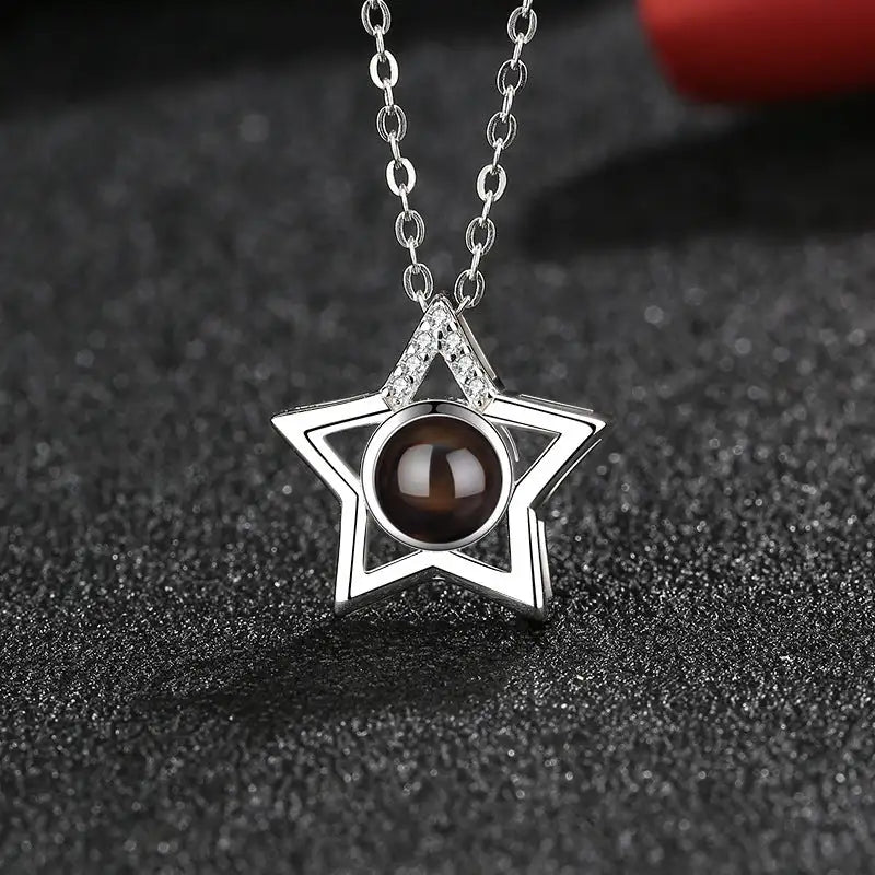 S925 Silver Five-pointed Star Diamond Simple Clavicle Necklace