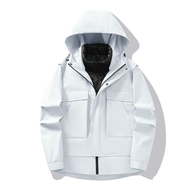 3-in-1 Waterproof Winter Jacket for Men & Women - Removable Down Liner Hooded Windbreaker (5000mm, 90 White Duck Down) - S-6XL Pi-Mart