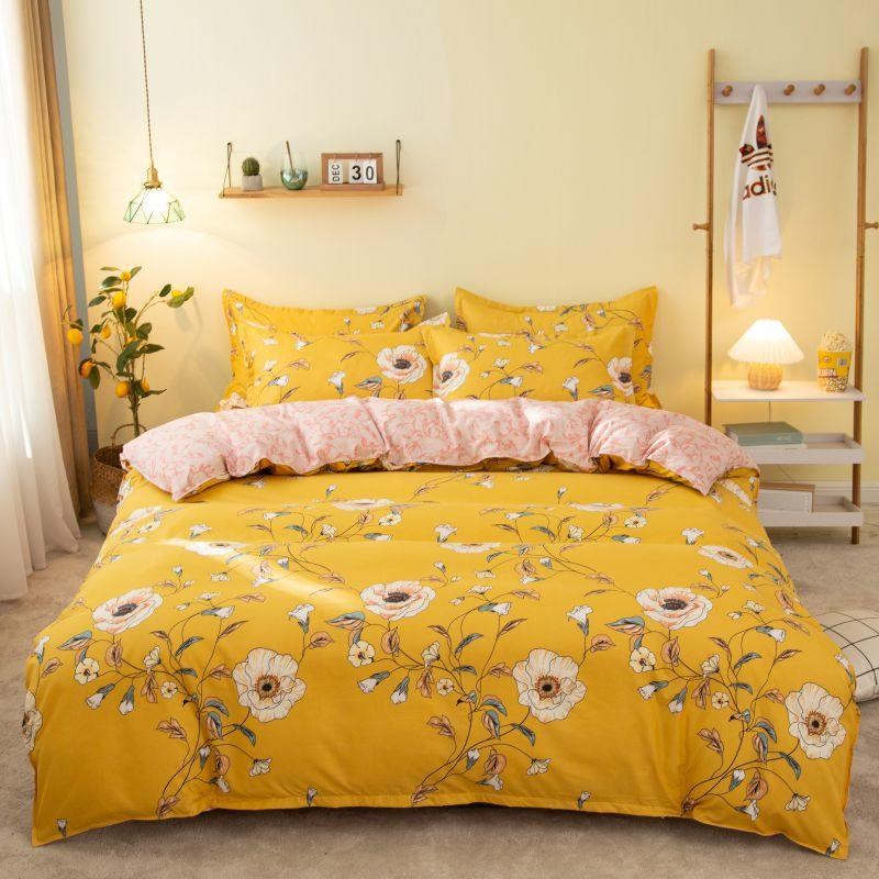Cover Set Bed Cotton Quilt Bedsheet Bedding Duvet Fitted Pi-Mart
