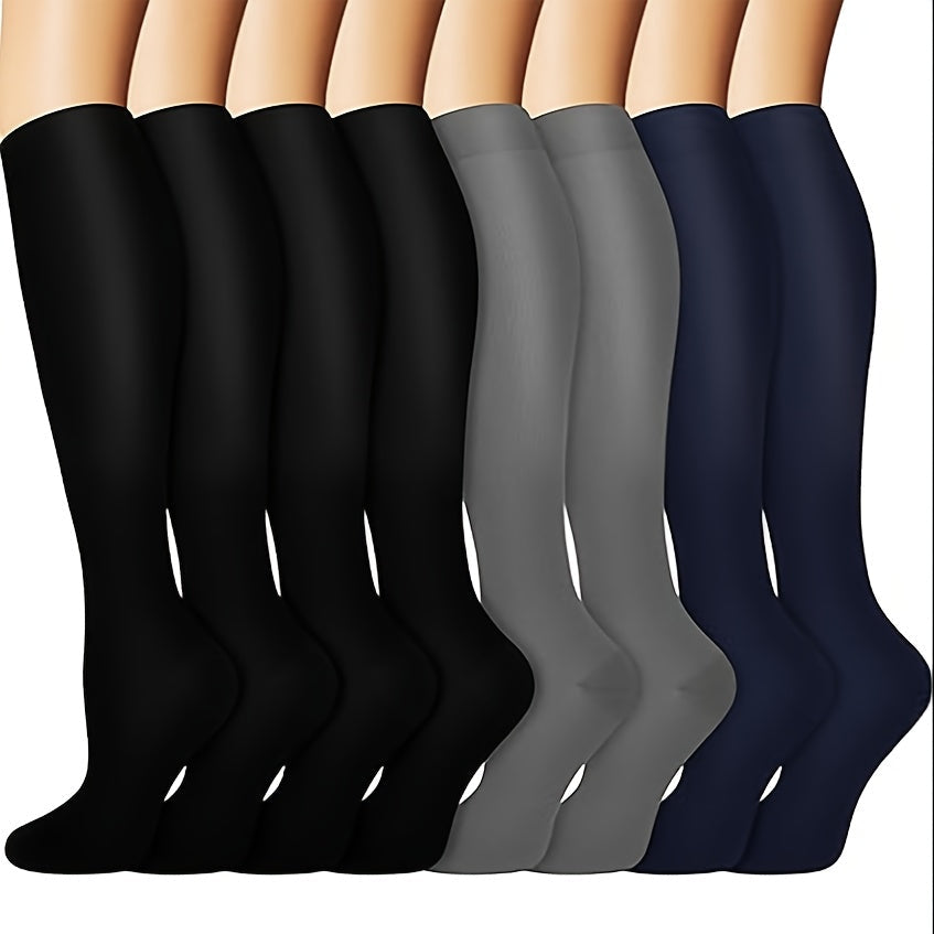 8 Pairs Copper-infused Unisex Compression Socks - Enhanced Circulation Support (10-20 MMHG) - Comfortable Knee High for Nurses, Pregnancy, Running, Hiking, Cycling Lootquake LLC