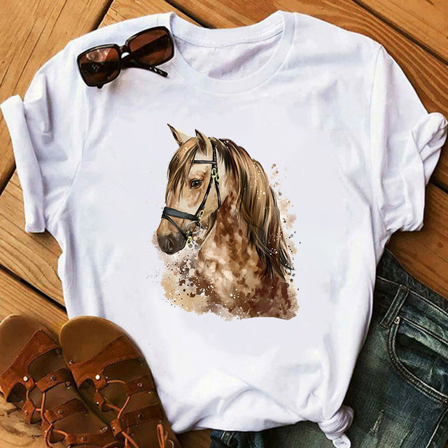 New Artistic Horse Women's Printed Wear Short-sleeved T-shirt Lootquake LLC