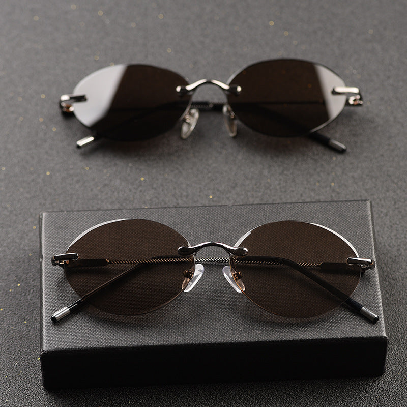 Frameless Oval Style Anti Fatigue Sunglasses Pi-Mart