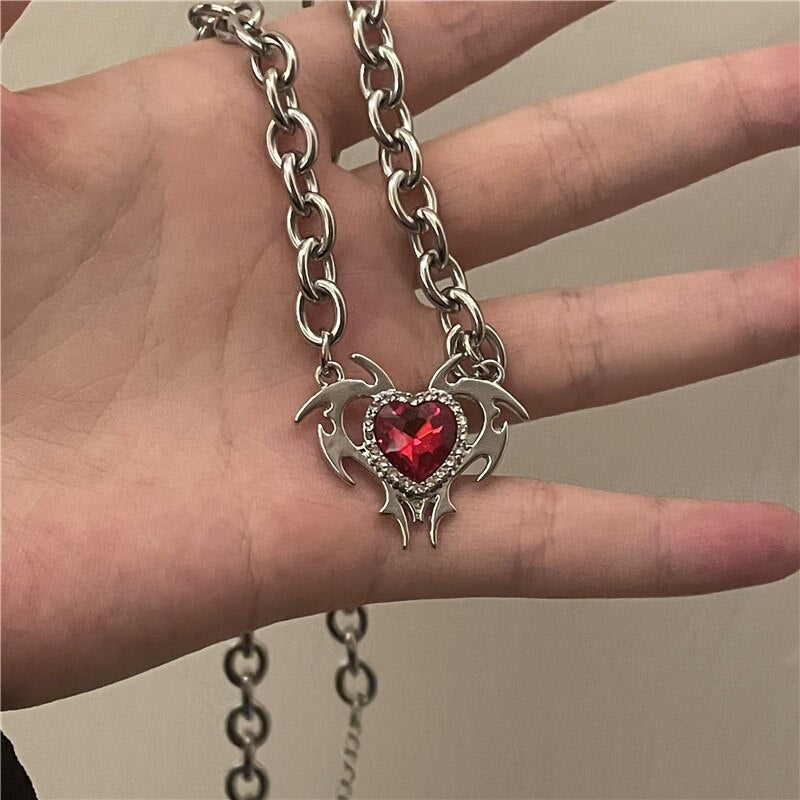Red Crystal Pendant Necklace Pi-Mart