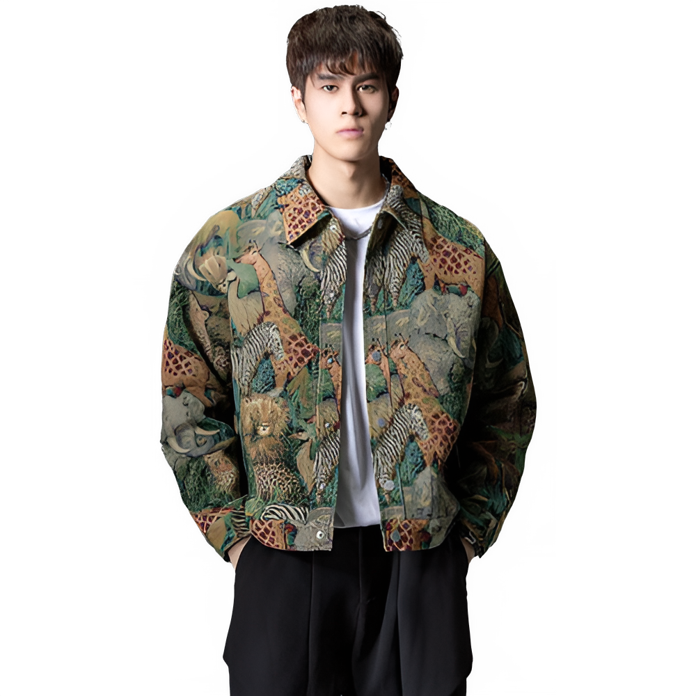 New Chinese Style Men's Clothing Trendy Casual Printed Jacket Men's Styles Domineering and Trendy Styles Pi-Mart