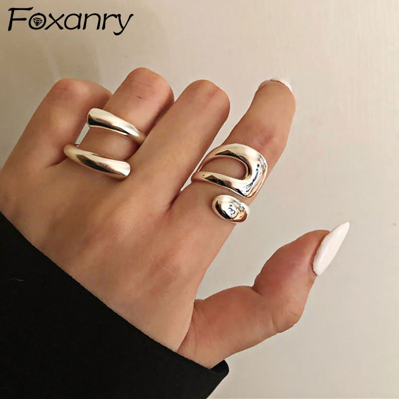 Foxanry Sterling Silver Rings for Women Pi-Mart