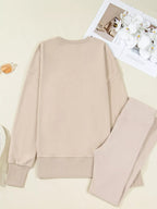 Oversized Slit Sweatshirt and Ribbed Leggings 2pcs Set THRIXINE