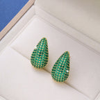 Micro-inlaid Diamond Super Flash Water Drop Ear Studs Light Luxury High-end Sense Pi-Mart