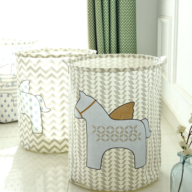Cartoon Horse Large Dirty Clothes Bucket
