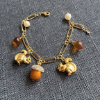 Squirrel Enamel Glazed Pinecone Orange Bracelet Pi-Mart