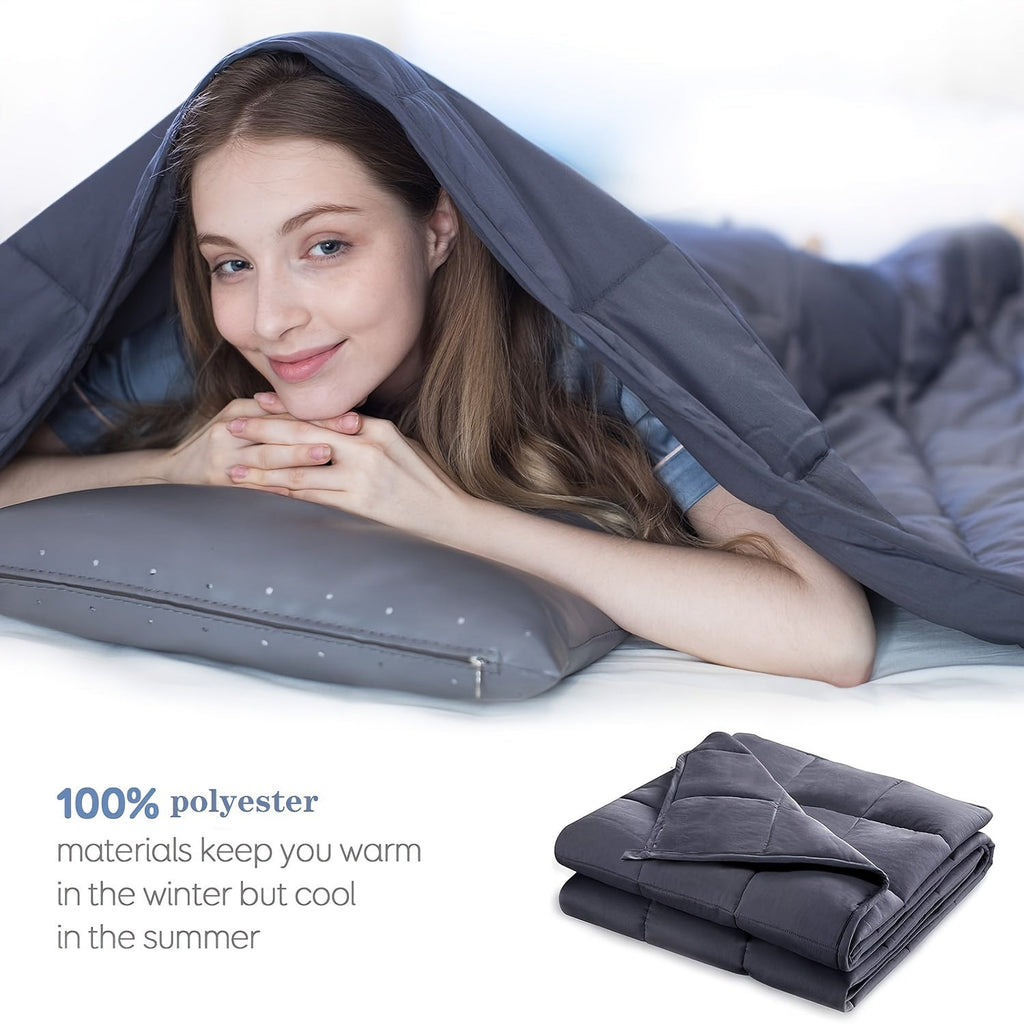 1pc Weighted Blanket 15 Lbs, 20lbs, 25lbs For Adults, Heavy Blanket With Breathable Fabric And Premium Glass Beads, Suitable For Queen/King Size Bed, Dark Grey Lootquake LLC
