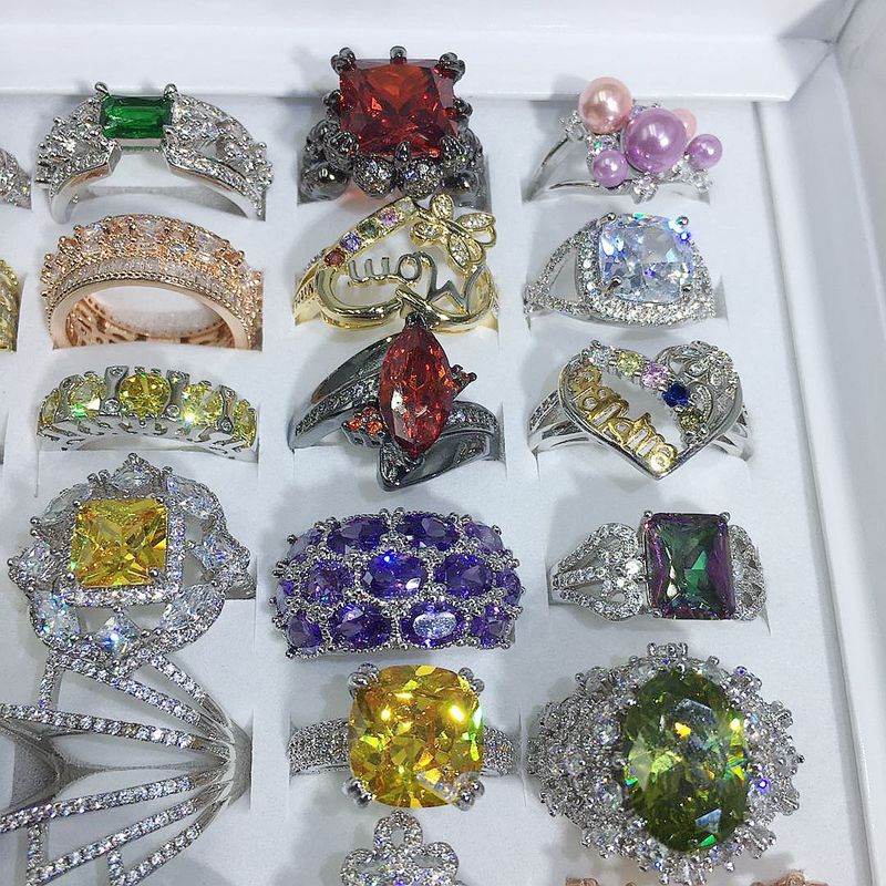 European And American Jewelry Exaggerated Fashion Micro-set Gem Ring Pi-Mart