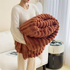 1pc Luxurious Faux Rabbit Fur Throw Blanket - Cozy for Couch, Office, Outdoor & Travel Use - Double-Sided, Warm & Lightweight Lootquake LLC